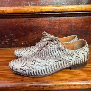 LANVIN Richelieu Snakeskin Oxford Shoes